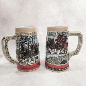 2 Vtg Budweiser Anheuser Beer Stein 1988 & C Series
